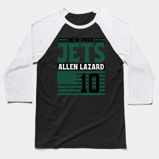 New York Jets Lazard 10 American Flag Football Baseball T-Shirt
